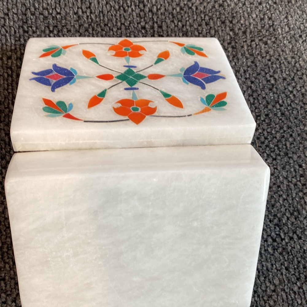 Colorful Floral Inlay Jewelry Box - Picture 7 of 10